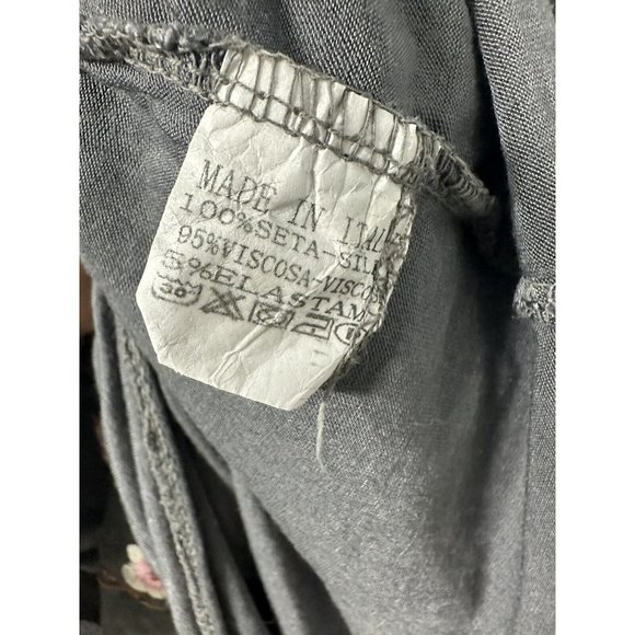 Pura Seta Women's Gray Embroidered Short Sleeve Seta Silk Made In Italy No Tags - Picture 3 of 4